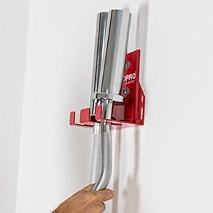 EQPRO Barbell Hanger Rack – Vertical Olympic Barbell Wall Mount for Home Gym, Fitness Center, and Garage Storage – Holds Short & Long Weight lifting Bars – Steel Construction, 300 lbs. Capacity – Red