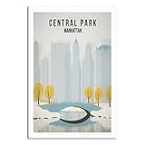 YONGCAI Central Park Bridge Vintage Reise Poster Leinwand 