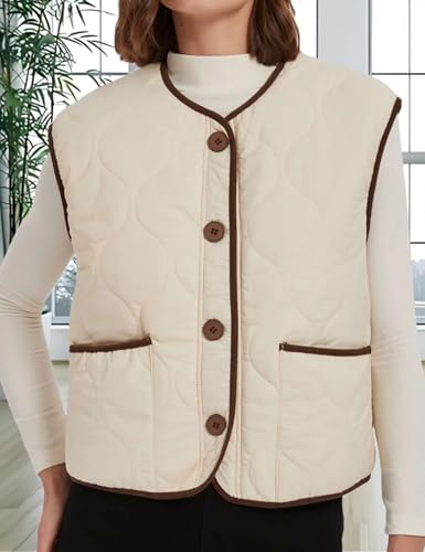 Womens Fall Reversible Vests Casual Button Down Sleeveless Sherpa Vest Fleece Padded Gilet Outerwear Jacket Coat2
