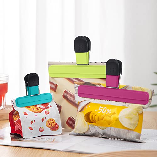 Image of AUAUY Chip Bag Clips, 12Pack Small Kitchen Clips for Refrigerator Food Storage Packages, Snack Bags, Photos, Assorted Sizes Food Bag Clips Plastic Heavy Duty Seal Grips