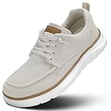 Mens Casual Slip in Loafers Boat Slip On Fashion Shoes Walking Dress Sneakers Oxfords Work Lightweight Soft Sole Beige