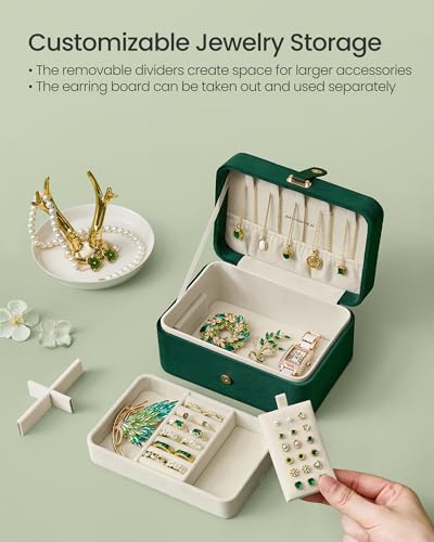 Image of SONGMICS Travel Jewelry Organizer, 2-Layer Portable Jewelry Box Case
