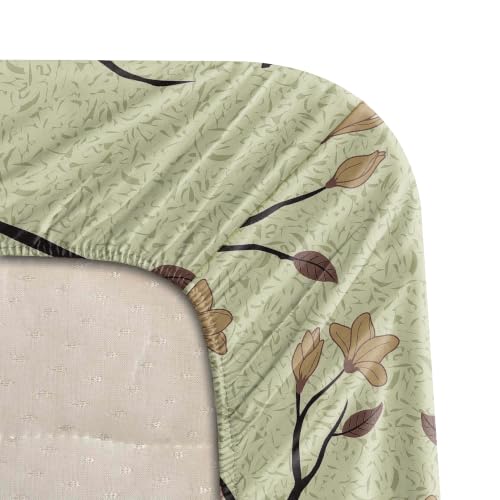 Image of BLISSHOME SoftTouch 140TC Cotton King Size Fitted Bedsheet with 2 Pillow Covers, Silky Smooth Bedding Set, Breathable, Easy Maintain, Floral Print - Yellow (182cm x 198cm x 25cm Drop)