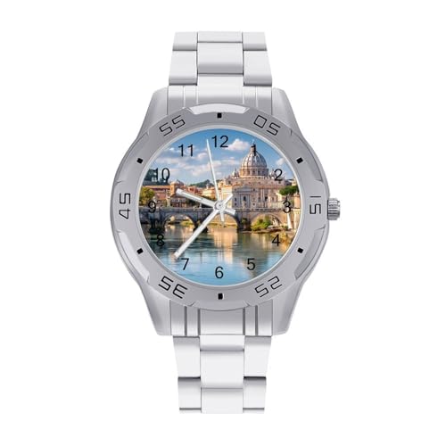 Image of St Peters Basilica in Rome1 Italy Fashion Men's Watch Business Dress Analog Quartz Stainless Steel Wrist Watches