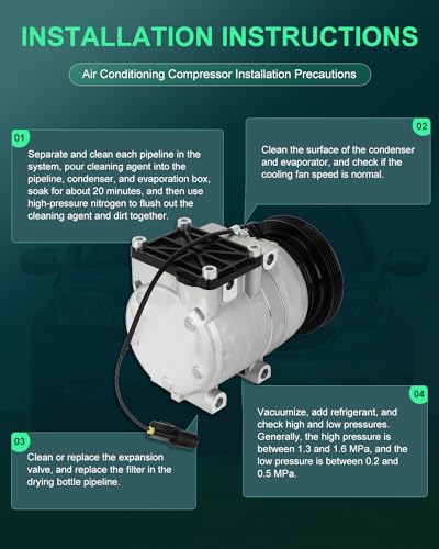 Image of SCITOO AC Compressor fit for Kia Rio 1.5L 2001-2002 | Fast Cooling, Ultra Low Noise (≤72 dB)Air Conditioner Compressor with Clutch, Easy Installation, 0K30A61450C 0K30A61450D