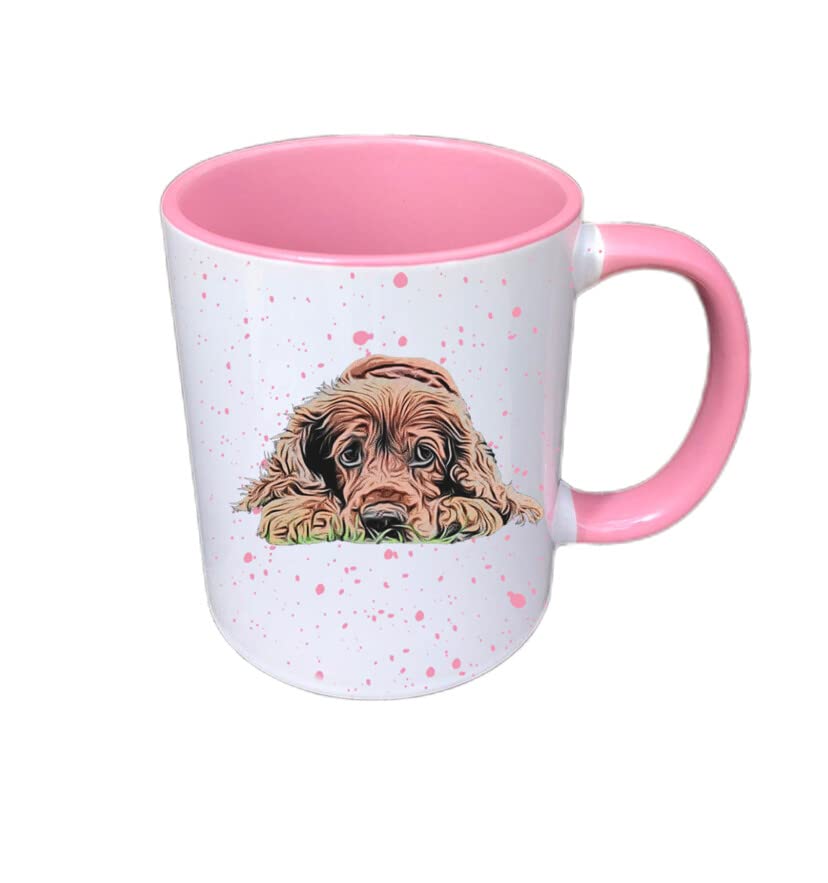 Personalised Ginger Cocker Spaniel Mug Gift - Present for Dog Lovers - Gifts for Dog Owners - Personalised Dog Mug - Country Style Mug (Green)