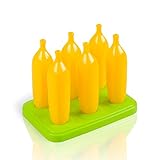 Popsicle Mold Reusable Non-Toxic Plastic Banana Ice Pop Molds Set of 6 Pieces - Fruit Shaper with Holder - Homemade Popsicle Maker for Kids And Toddlers