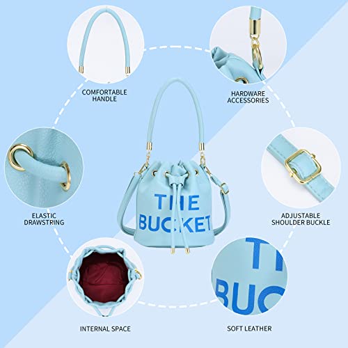 Image of JQAliMOVV Mini Leather Bucket Bags for Women Drawstring Bucket Purse Crossbody Handbags Hobo Bag