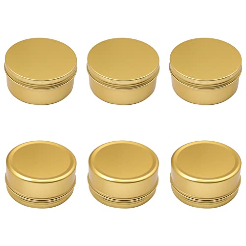 Image of Othmro 6Pcs 5.1oz Metal Round Tins Aluminum Tin Cans Jar Refillable Containers 150ml Tin Cans Tin Bottles Containers with Screw Lid for Salve Spices Lip Balm Tea Candies Gold 83x38mm