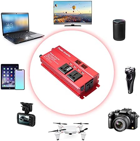 Cantonape Power Inverter 800W/2000W Peak DC 24V to AC 230V 240V Car Converter 24V Inverter with 4 USB 3 Universal Sockets Cigarette Lighter Adapter in Car Crocodile Clip