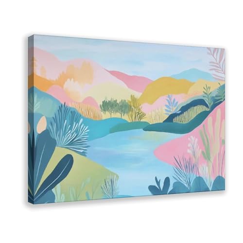 Impression sur toile style bohème abstrait UTGN toile de lac 40x60cm