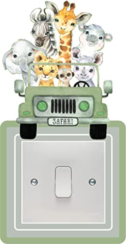 Safari Animal Car Light Switch Surround Art Vinyl Wall Stickers Childrens Bedroom