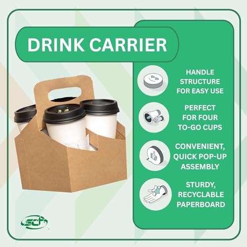 SCT 4-Corner Pop-Up Food and Drink Trays, 4-Cup Up to 24 oz, 6.5 x 6.25 x 9, Brown, Paper, 250/Carton by SOUTHERN CHAMPION TRAY - Image 3