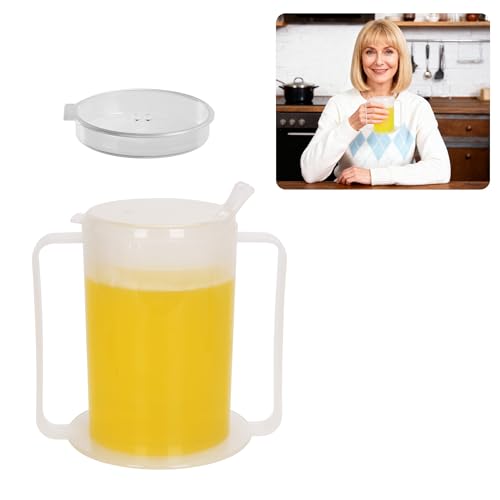 BakeBloom Sippy Cup Disability aids for Adults Elderly Drinking Cup (Double Handled Drinking Mug) Plastic Cups with lids