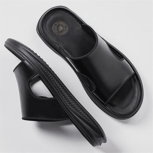 Men Slippers Leather Whole Cut Sandals Men Soft Latex Sole Casual Beach Shoes Seam Binding2