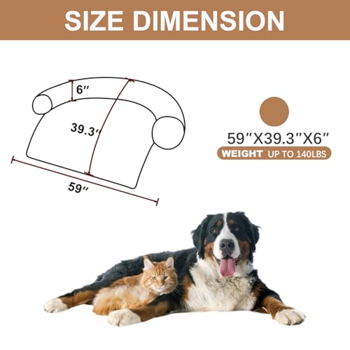Image of Calming Dogs /Cats Bed Mats, Dog Pad Washable Removable Couch Cover, Plush Long Fur Mat for Pets, Waterproof Lining, Perfect for Small, Medium and Large Dogs and Cats (Desert Brown, 59 inchx39 inch)