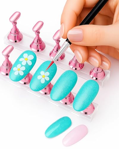 Set de práctica para uñas con soporte acrílico rosa y 10 imanes miniatura 6