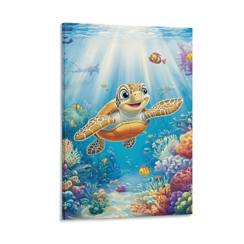 Tableau tortue de mer décoration murale moderne 50x75cm