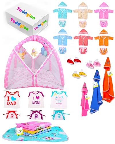 Image of Toddylon All in One Daily Essential in One Pack 36 in 1 New Born Baby Products Gift Packs | Hospital Kit Combo | Infants Boys Girls | Perfect for Newborns | Ideal for 0-6 Months (Pink)