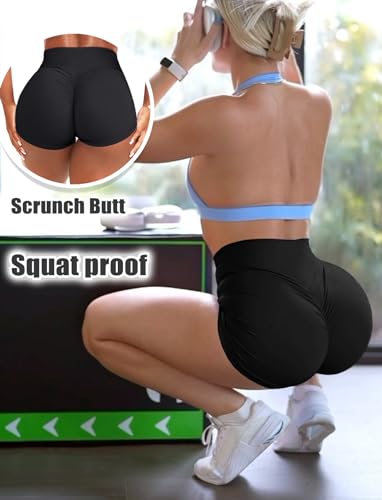 Scrunch Butt Gym Shorts High Waisted Workout Biker Shorts Running Athletic Booty Shorts for Women Black3