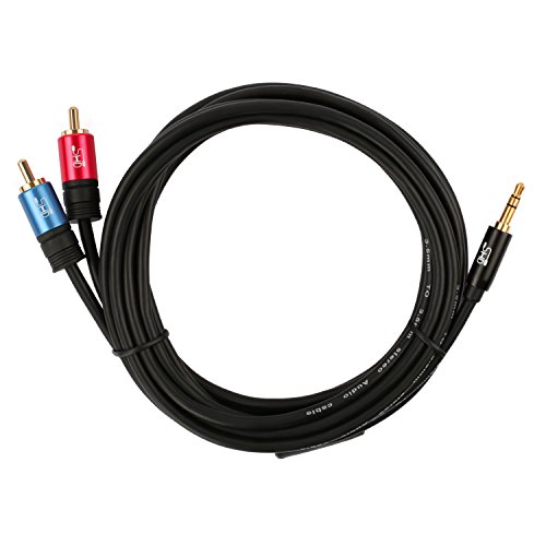 Shd 3.5Mm Aux To 2Rca Y Splitter Stereo Audio Cable Male Type Ofc Conductor High Flexible Pvc Jacket Dual Shielding Gold Plated High End Metal Shell-Black 25Feet/7.6M #TOP6