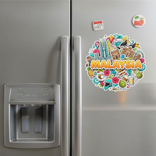 Image of Souvenir Fridge Magnet | 4x3 Inch Collectible Travel Decor | Strong & Durable Refrigerator Magnet with Iconic Landmarks for Travelers (Malaysia)