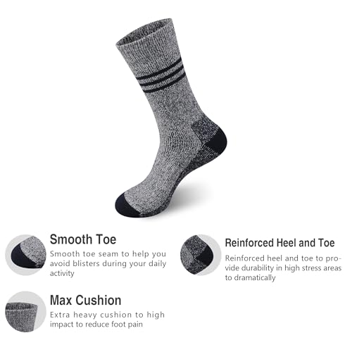 GKX Meias masculinas de lã merino com absorção de umidade ao ar livre para caminhadas e trabalho pes