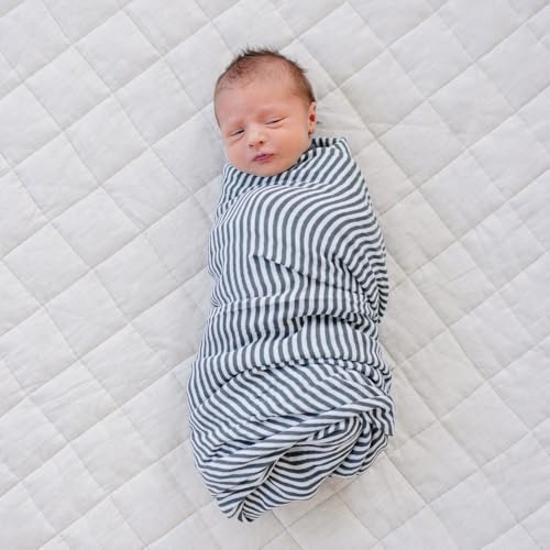 Image of Mebie Baby Vintage Green Stripes Muslin Swaddle, Modern and Neutral Blanket for Baby Girl or Boy, 0-3 Month, Comfy Wrap