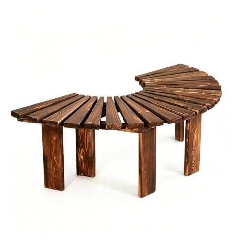 Banco de árbol semicircular resistente a la intemperie MARXAN marrón 3