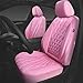 CAR PASS Piping Luxury Leather Two Front Car Seat Covers, Cute Girly Waterproof Anti Slip Seat Covers Compatible with Front Seat Armrests,Universal Fit for Suvs,Vans,Trucks,Airbag Compatible(All Pink)
