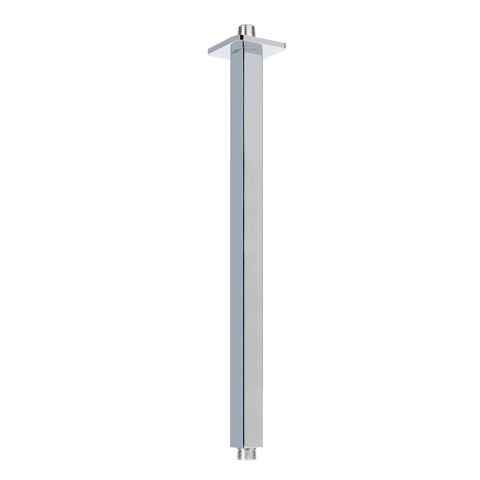 Ceiling Mounted Shower Arm, Rain Shower Square Extension Arm with Flange and Teflon Tape Stainless Steel Ceiling Mount Shower Extender (16 Inch, Chrome)