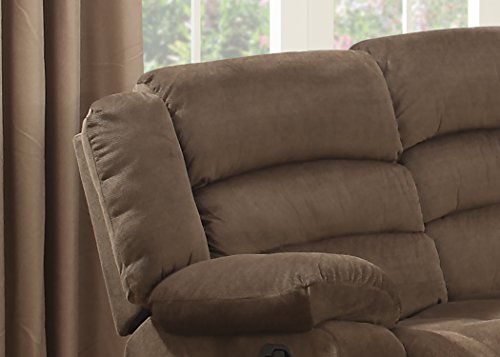 Ac Pacific Bill Modern Upholstered Living Room Manual Recliner With Padded Pillow Top Armrests & Reclining Seat, Sofa, Brown #TOP1