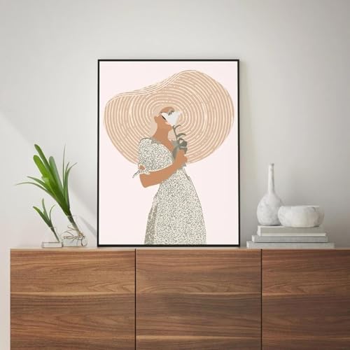 Affiche sur toile portrait de femme abstrait d'intérieur bohème 60x80cm