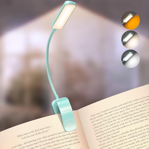 Glocusent 読書灯 13LED ブックライト 120時間連続使用可能 充電式 読書用ライト 3色温×無段階調光（3〜60LM） 目に優しい クリップ式 ライト ベッド読書・子供読書に最適 (スカイブルー)の商品画像（Amazon）