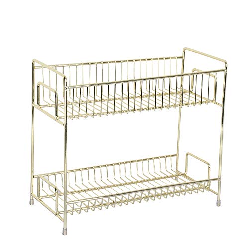 Preisvergleich Produktbild HFDXG Kosmetische Organisatoren Badezimmer Aufsatz- Regal Desktop-kosmetischer Aufbewahrungsbehälter-Eisen-Kunst-Wash Frisierkommode (Color : Gold, Size : One Size)