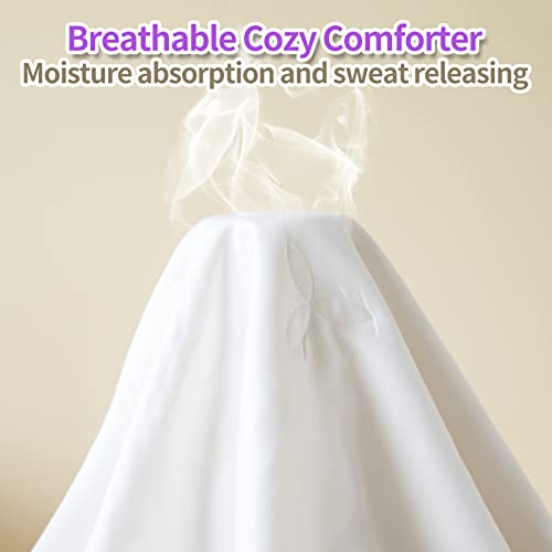 Your Moon Luxurious Summer/Spring Lightweight Mulberry Silk Comforter King Size,100% Natural Long Strand Silk Fill Duvet Blankets, Luxury Silk Bedding Summer, Noiseless Cotton Shell (White) #TOP6