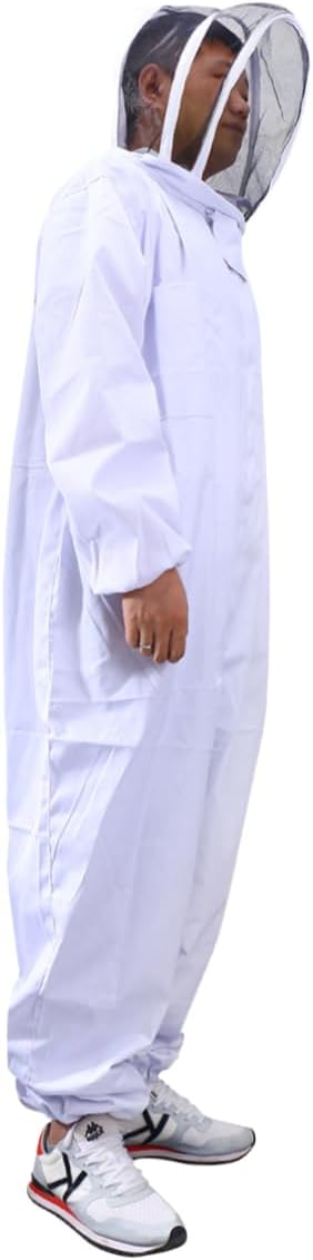 Professional Beekeeping Suit Full Body Anti- Space Suit Veil White XXL