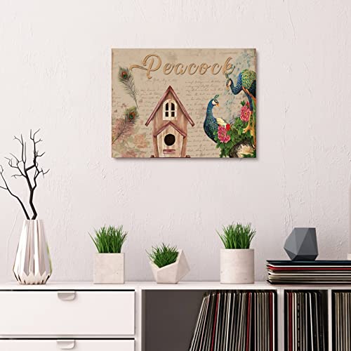 Lienzo de pavo real artí­stico, pintura al óleo sobre bastidor de madera de alta calidad 3