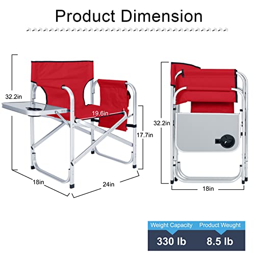 Abccamping Director Chair Folding Camping Chair, Makeup Artist Chair With Side Table & Pocket & Cup Holder, Heavy Duty Camping Chair Support 350Lbs #TOP2