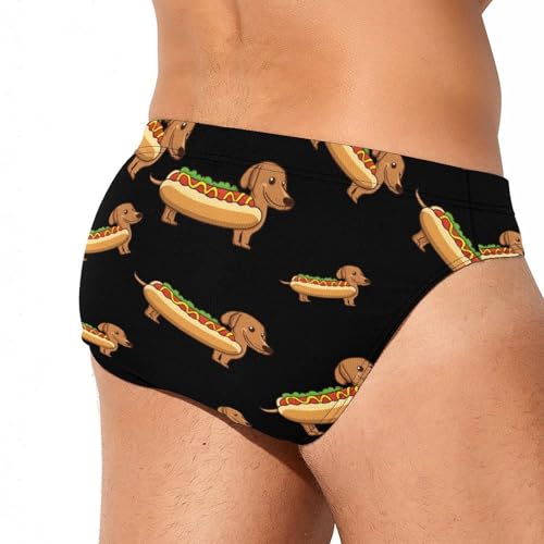 Dachshund Hot Dog Mens Swim Briefs Bikini Sexy Low Rise Trunks Swimsuit Bathing Suit Beach3