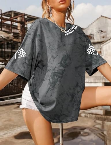 Racing Shirt Women Checkered Flag Graphic Car Shirts Formula Raceday Outfit Casual Short Sleeve Tee Tops3