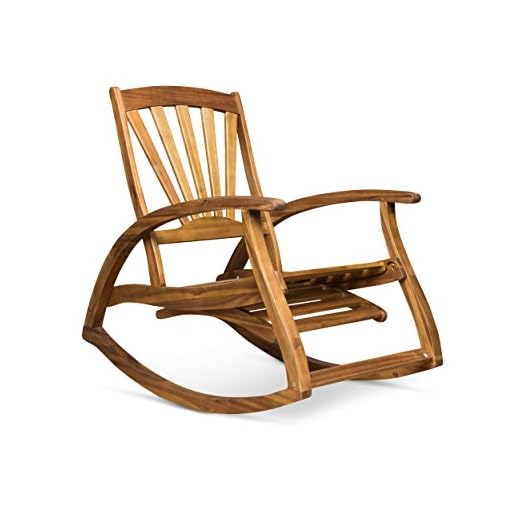 Christopher Knight Home Alva Outdoor Acacia Wood Rocking Chair with Footrest, Teak Finish