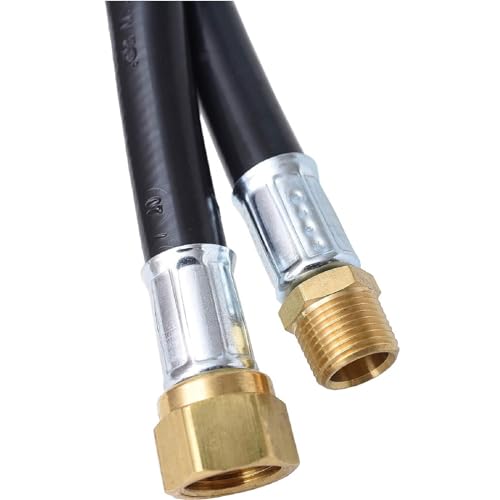 Image of Flame King 60-inch Propane Thermo Plastic Hose Assembly, 3 /8-inch ID, 3 /8-inch MPT X 1 /2-inch Female Flare, for RVs and Travel Trailers