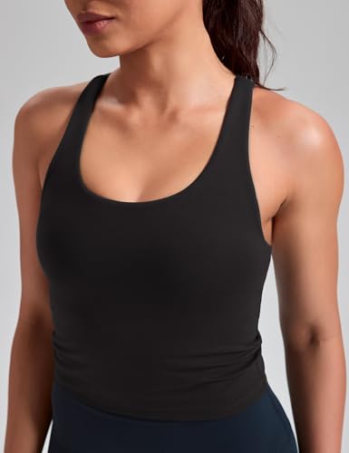 Image of HeyNuts Longline Zeal Bras Medium Impact Wirefree Sports Bras Workout Crop Tank Tops with Removable Pads, A-D Cups