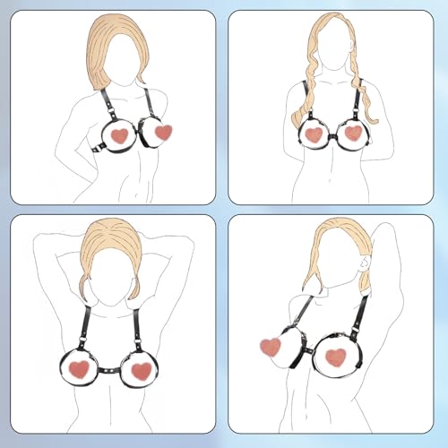 Fesseln sexspielzeug für paare|BDSM dessous sklavin|Sexy Dessous Damen|Sinnlicher Leder-BH für Damen|Geeignet für Cup-Größen von B bis D Black