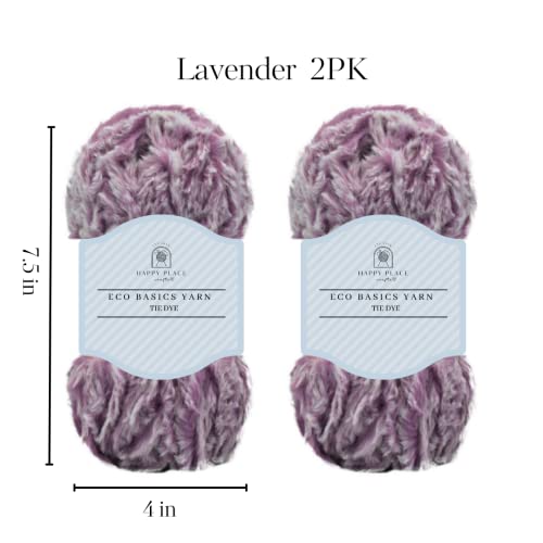 2Pk Rabbit Faux Fur Yarn, Chunky Fluffy For Knit And Crochet, Perfect For Toys, 200G, 130M (Lavender) #TOP1