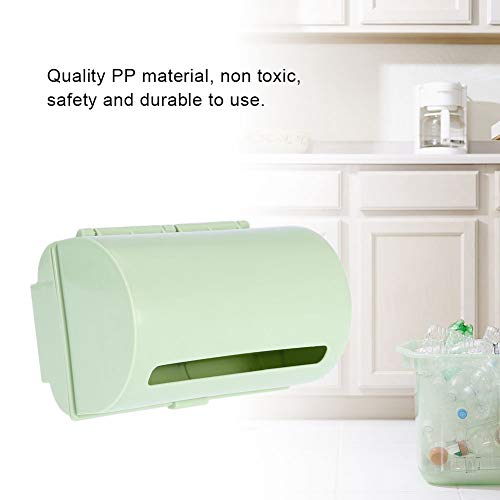 Image of Qiilu Trash Bag Storage Box Back Adhesive Wall Mount Trash Garbage Plastic Bag Storage Box Organizer Blue (Green)