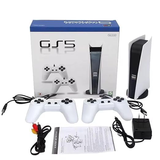Image of GS5 TV Console with 300 Built-in 8-Bit Games | USB Wired & AV Output Retro Gaming Console for TV | Classic Plug & Play Game Station for Family Fun, Kids & Adults