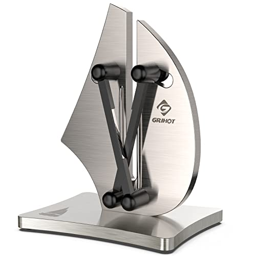 Professional Kitchen Knife Sharpener - Auto-Adjust Solid Stainless Steel And Tungsten Carbide Knife Sharpener In Sailboat Shape For Steel Knives By Grihot. #TOP19