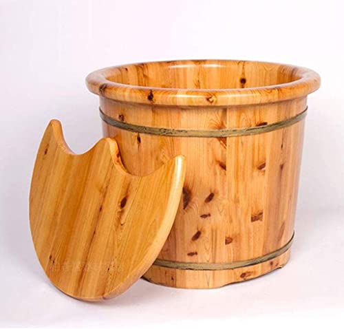 SLLSHG Foot Tub/Bath/Soaking Basin,Foot Spa Massager Soothe and Relax Tired Feet with All in One Therapeutic Home Salon and Massager Tub,Woodenbarrel+lid